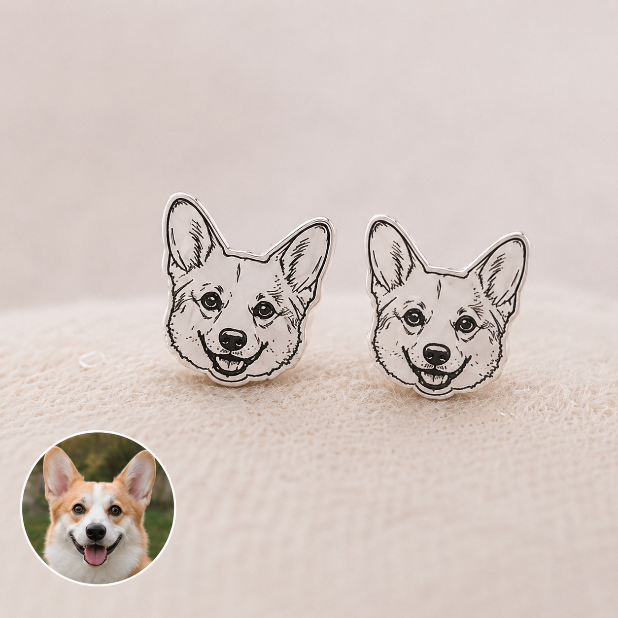 Portrait Sterling Silver Stud Earrings